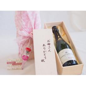 母の日 お母さんありがとう木箱セットシャルルアルマンスパークリングワイン辛口 (フランス)  750ml 母の日カードとカーネイション付