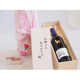 母の日 お母さんありがとう木箱セットサンタ・ヘレナアルパカカルメネール赤ワイン (チリ)  750ml 母の日カードとカーネイション付