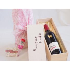 母の日 お母さんありがとう木箱セットサンタ・ヘレナアルパカカベルネ・メルロー赤ワイン (チリ)  750ml 母の日カードとカーネイション付