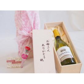 母の日 お母さんありがとう木箱セットテラスルシャルドネ白ワインやや辛口 (チリ)  750ml 母の日カードとカーネイション付