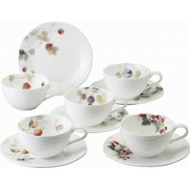 春の贈り物ギフト5客アソートティー・コーヒー碗皿 ナルミ カップ：直径9.4×5.4cm、ソーサー：直径15.2cm