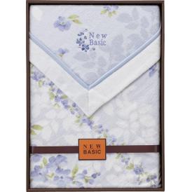 春の贈り物ギフト 四方額付き綿毛布(毛羽部分) ニューベーシック ブルー 140×200cm