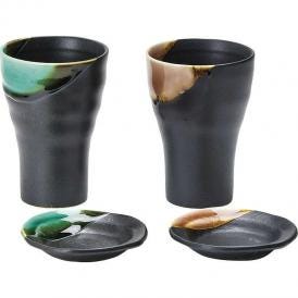 春の贈り物 釉彩 カップ小皿ペア カップ：直径8.4×12cm、小皿：直径9.5cm