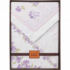 春の贈り物 四方額付き綿毛布（毛羽部分） ニューベーシック パープル 140×200cm