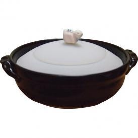 春の贈り物 シリコンふた付き 土鍋（L） 黒 鍋：23×20×7.5cm、ふた：直径17.8×4cm