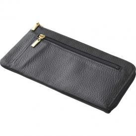 夏の贈り物お中元 日本製手作り牛革ラウンド財布 良品工房 黒 20.5×9.5×1.5cm