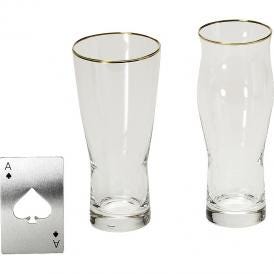 冬の贈り物Cheers  飲み比べ ペアグラス 喉ごしビアグラス（直径7.7×16.3cm）・くちあたりビアグラス（直径6.4×17.3cm）・ボトルオープナー（8.4×5.8×0.15cm）×各