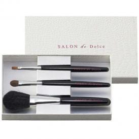 夏の贈り物お中元 熊野 侑昂堂の化粧筆セット SALON de Dolce フェイスブラシ（16cm）・シャドウブラシ（15cm）・リップブラシ（14.7cm）×各1