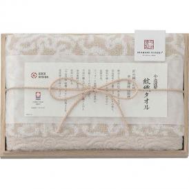 夏の贈り物お中元 フェイスタオル（木箱入） 今治謹製 ベージュ 33.5×75cm