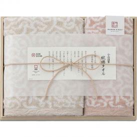夏の贈り物お中元 フェイスタオル&ウォッシュタオル（木箱入） 今治謹製 ピンク フェイスタオル：33.5×75cm、ウォッシュタオル：33.5×31cm