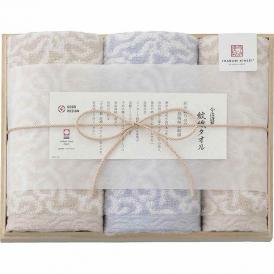 夏の贈り物お中元 フェイスタオル2P&ウォッシュタオル（木箱入） 今治謹製 ブルー フェイスタオル：33.5×75cm、ウォッシュタオル：33.5×31cm