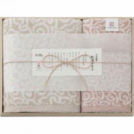 夏の贈り物お中元 タオルセット（木箱入） 今治謹製 ピンク バスタオル（60×110cm）・フェイスタオル（33.5×75cm）・ウォッシュタオル（33.5×31cm）×各1