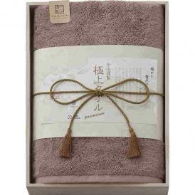 夏の贈り物お中元 バスタオル（木箱入） 今治謹製 パープル 60×120cm