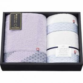 夏の贈り物お中元 タオルセット 瀬戸内テーラー パープル バスタオル（約60×120cm）・フェイスタオル（約33×80cm）・ウォッシュタオル（約33×35cm）×各1