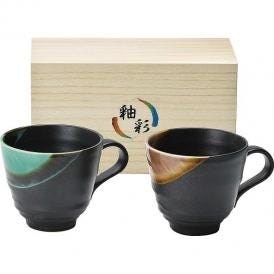 夏の贈り物お中元 釉彩 マグペア（木箱入） 直径9.7×8.5cm