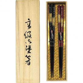 夏の贈り物お中元 特選 若狭塗 月華 桐箱2膳セット 23cm