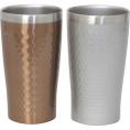 夏の贈り物お中元 ペアメタルサーモタンブラー340ml リュクス ブロンズ&シルバー 直径7.5×13cm