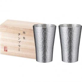 夏の贈り物お中元 本錫タンブラー225ml 六花（りっか）中ペア 直径6.8×10cm