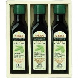 夏の贈り物お中元 有機栽培エキストラバージンオリーブオイル 日本オリーブ 有機栽培エキストラバージンオリーブオイルシングル（130g）×3