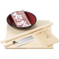 冬の贈り物45cm 手打ち?セット 包丁付 のし板（45×45×1.5cm）・こま板（21×15×3cm）・めん棒（直径3×60cm）・こね鉢（直径30.3×7.5cm）・包丁（31cm、刃渡21