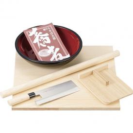 冬の贈り物45cm 手打ち?セット 包丁付 のし板（45×45×1.5cm）・こま板（21×15×3cm）・めん棒（直径3×60cm）・こね鉢（直径30.3×7.5cm）・包丁（31cm、刃渡21