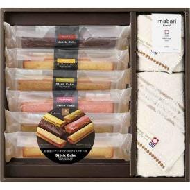 冬の贈り物グリーンモードエコドットタオル＆スティックケーキギフト 今治タオル＆スイーツ フェイスタオル（34×80cm）・ウォッシュタオル（34×35cm）・スティックケーキ（プレーン・チョコ・チ