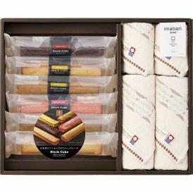 冬の贈り物グリーンモードエコドットタオル＆スティックケーキギフト 今治タオル＆スイーツ フェイスタオル（34×80cm）・ウォッシュタオル（34×35cm）×各2、スティックケーキ（プレーン・チョ