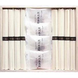 夏の贈り物お中元 紀州南高梅・讃岐うどん詰合せ（木箱入） 讃岐うどん（50g）×8、紀州南高梅はちみつ漬け×4