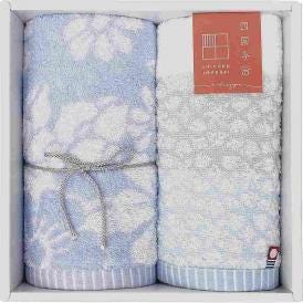 夏の贈り物お中元 フェイスタオル2P 今治ギフト ブルー 34×75cm