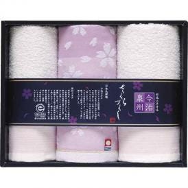 夏の贈り物お中元 桜だよりタオルセット 今治泉州 泉州フェイスタオル（29×75cm）・今治ハンドタオル（34×35cm）・泉州ハンドタオル（29×29cm）×各1