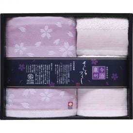 夏の贈り物お中元 桜だよりタオルセット 今治泉州 今治フェイスタオル（34×75cm）・泉州フェイスタオル（29×75cm）・泉州ハンドタオル（29×29cm）×各1