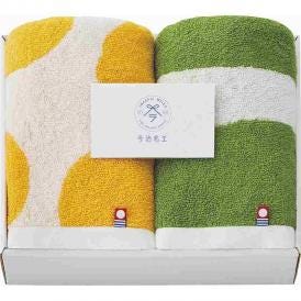 夏の贈り物お中元 フェイスタオル2P 今治名工 オレンジ×グリーン 33×80cm