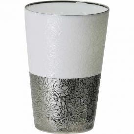 夏の贈り物お中元 うすづくり てまりタンブラー370ml（木箱入） プラチナ 直径7.9×11.5cm