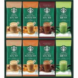 春の贈り物 プレミアムミックスギフト スターバックス 抹茶ラテ（24g）・キャラメルラテ（23g）・カフェモカ（22g）・カフェラテ（14g）×各4