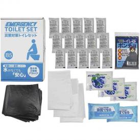 夏の贈り物お中元 災害対策トイレセット15回分 抗菌剤入凝固剤・排便処理袋×各15、収納外袋・水に流せるペーパー×各3、除菌アルコールウェットティッシュ×2、トイレポンチョ×1