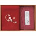 夏の贈り物お中元 刺繍入り二巾風呂敷&金封ふくさ 洛北 赤 二巾風呂敷：71×70cm、金封ふくさ：20×12cm
