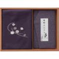 夏の贈り物お中元 刺繍入り二巾風呂敷&金封ふくさ 洛北 紫 二巾風呂敷：71×70cm、金封ふくさ：20×12cm