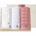 夏の贈り物お中元 フェイスタオル2P&ウォッシュタオル（国産木箱入） 祝七宝 フェイスタオル：28×75cm、ウォッシュタオル：28×30cm