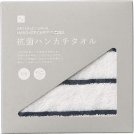 夏の贈り物お中元 抗菌ハンカチタオル ネイビー 25×25cm