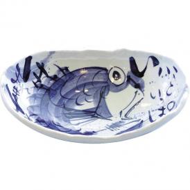 夏の贈り物お中元 どーんと楕円鉢（木箱入） 夕立窯 青鯛 17×26×8cm