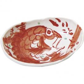 夏の贈り物お中元 どーんと楕円鉢（木箱入） 夕立窯 赤鯛 17×26×8cm