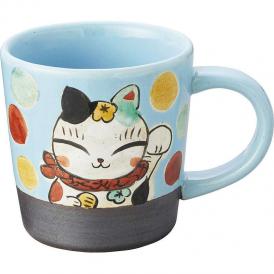 夏の贈り物お中元 マグカップ 夕立窯 水色三吉 直径8.8×9.2cm