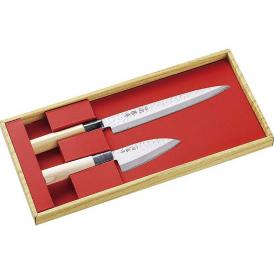 夏の贈り物お中元 鎚起包丁2本組セット（刺身包丁・小出刃包丁） 関藤平 刺身包丁：刃渡り21cm、小出刃包丁：刃渡り10cm