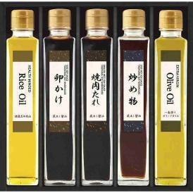 夏の贈り物お中元 「渾身の醤油」と健康志向オイル 日下部味噌醤油店 炒め物醤油・卵かけ醤油・焼肉たれ醤油（各200ml）・エクストラバージンオリーブオイル・ライスオイル（各165g）×各1