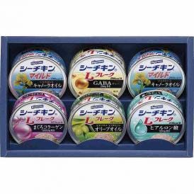 冬の贈り物シーチキンギフト はごろもフーズ シーチキンマイルドキャノーラオイル（70g）×2、シーチキンLフレーク（コラーゲン入り・GABA入り・ヒアルロン酸入り・オリーブオイル）（各70g）×各