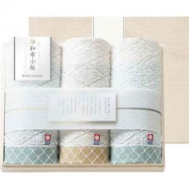夏の贈り物お中元 フェイスタオル3P（国産木箱入） 和布小紋 34×75cm