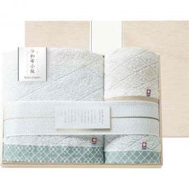 夏の贈り物お中元 タオルセット（国産木箱入） 和布小紋 バスタオル（60×110cm）・フェイスタオル（34×75cm）・ウォッシュタオル（34×30cm）×各1