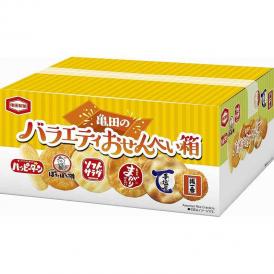 夏の贈り物お中元 亀田のバラエティおせんべい箱 亀田製菓 ハッピーターン×8、揚一番×7、ソフトサラダ・ぽたぽた焼（各2枚）×各3、手塩屋・まがりせんべい（2枚）×各2