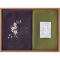 春の贈り物 刺繍入り二巾風呂敷&金封包み 草花の遊び 紫 風呂敷：71×70cm、金封包み：38×37cm