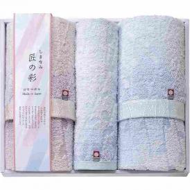 夏の贈り物お中元 フェイスタオル2P&ウォッシュタオル しまなみ匠の彩 花つぼみ フェイスタオル：34×75cm、ウォッシュタオル：34×35cm